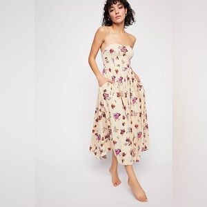 Free People Boho Strapless MIDI Dress